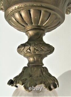 Plafonnier Suspension 1900 Art Nouveau Lustre Bronze Style Louis XVI