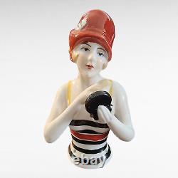 Porcelain Art Deco Style Art Nouveau Style Pincushion Half-Doll Figurine