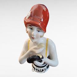 Porcelain Art Deco Style Art Nouveau Style Pincushion Half-Doll Figurine