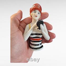 Porcelain Art Deco Style Art Nouveau Style Pincushion Half-Doll Figurine