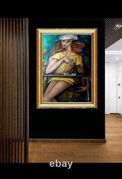 Portrait in art nouveau style Kandinsky. Acrylic on cardboard. 70 x 100 cm.