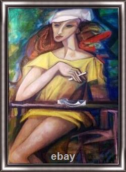 Portrait in art nouveau style Kandinsky. Acrylic on cardboard. 70 x 100 cm.