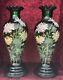 Pretty Pair Legras Glazed Glass Vases Floral Style Art-new Dahlia