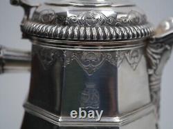 Puiforcat Rare Solid Silver Coffee Pot Minerve Hallmark Regency Style Coat of Arms