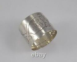 Rare Art Nouveau Style Grand Napkin Ring with Laurel Leaves in 800 Silver