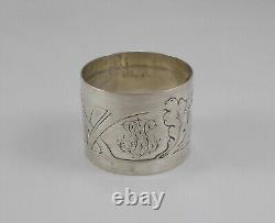 Rare Art Nouveau Style Grand Napkin Ring with Laurel Leaves in 800 Silver