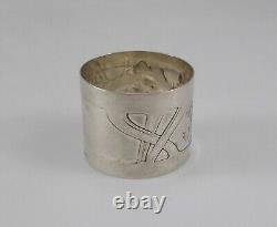 Rare Art Nouveau Style Grand Napkin Ring with Laurel Leaves in 800 Silver