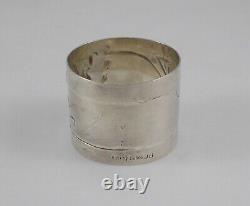 Rare Art Nouveau Style Grand Napkin Ring with Laurel Leaves in 800 Silver