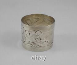 Rare Art Nouveau Style Grand Napkin Ring with Laurel Leaves in 800 Silver