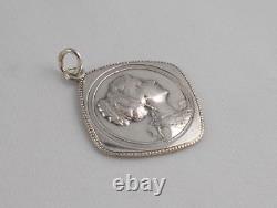 Rare Elegant Art Nouveau Pendant with Women Portrait in 800 Silver