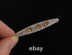 Rare Elegant Art Nouveau Style Brooch with Citrines in 835 Silver