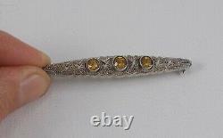 Rare Elegant Art Nouveau Style Brooch with Citrines in 835 Silver
