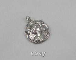 Rare Elegant Art Nouveau Style Pendant With Portrait Of Women 800er Silver #4