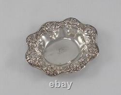 Rare Elegant Praline Nut Small Bowl Art Nouveau Style 925 Sterling Silver