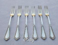 Rare Set of 6 Art Nouveau Style Cheese and Fruit Forks in 800 Silver by Wilkens & Soe