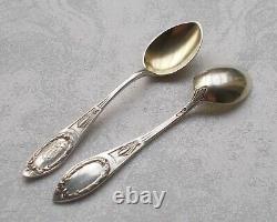 Rare Set of 6 Art Nouveau Style Mocha Spoons 84 Zolotnik/875 Silver 1910