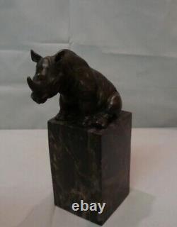 Rhinoceros Statue Sculpture Animal Style Art Deco Art Nouveau Bronze