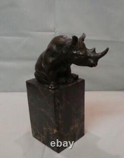 Rhinoceros Statue Sculpture Animal Style Art Deco Art Nouveau Bronze