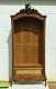 Rococo Style Wooden Cabinet Rock Style Glass Door Walnut Cupboard