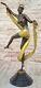 Rozet Style Art Nouveau Ribbon Dancer Gold Bronze Collector Statue Figurine