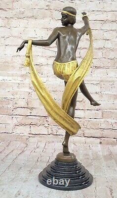 Rozet Style Art Nouveau Ribbon Dancer Gold Bronze Collector Statue Figurine