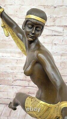 Rozet Style Art Nouveau Ribbon Dancer Gold Bronze Collector Statue Figurine