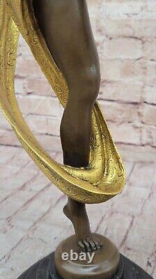 Rozet Style Art Nouveau Ribbon Dancer Gold Bronze Collector Statue Figurine