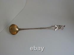 SILVER-PLATED METAL HANDLE CAVIAR LADLE IN ART NOUVEAU STYLE