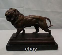 Sculpture Statue Lion in Animalier Style Art Deco Style Art Nouveau Solid Bronze