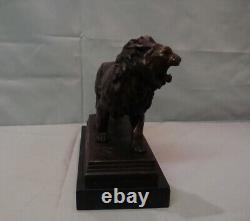 Sculpture Statue Lion in Animalier Style Art Deco Style Art Nouveau Solid Bronze