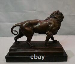 Sculpture Statue Lion in Animalier Style Art Deco Style Art Nouveau Solid Bronze