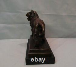 Sculpture Statue Lion in Animalier Style Art Deco Style Art Nouveau Solid Bronze