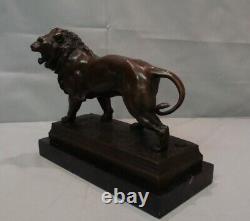 Sculpture Statue Lion in Animalier Style Art Deco Style Art Nouveau Solid Bronze