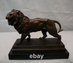 Sculpture Statue Lion in Animalier Style Art Deco Style Art Nouveau Solid Bronze