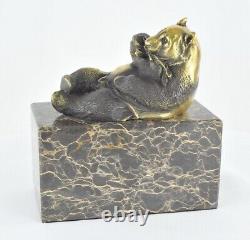 Sculpture Statue Panda in Animalier Style Art Deco and Art Nouveau Solid Bronze