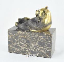 Sculpture Statue Panda in Animalier Style Art Deco and Art Nouveau Solid Bronze