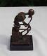 Sculpture Statue The Thinker Skeleton Art Deco Style Art Nouveau Bronze