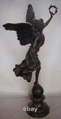 Sculpture Statue Victory Art Deco Style Art Nouveau Solid Bronze