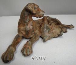 Sculpture Statue of Hunting Dog in Art Deco and Art Nouveau Style Bronze