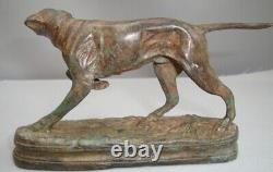 Sculpture of a Setter Hunting Dog in Animalier Style Art Deco and Art Nouveau Style