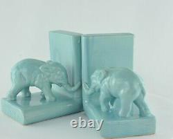 Serre-books Figure Elephants Animalier Style Art Deco Porcelain Emaux