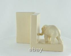 Serre-books Figure Elephants Animalier Style Art Deco Porcelain Emaux