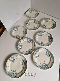 Set of 8 Art Nouveau Louis XV Style Plates in Blue Dauphin Model BFK Vintage