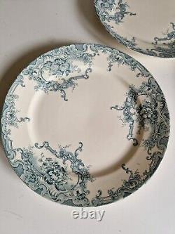 Set of 8 Art Nouveau Louis XV Style Plates in Blue Dauphin Model BFK Vintage