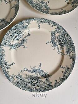 Set of 8 Art Nouveau Louis XV Style Plates in Blue Dauphin Model BFK Vintage