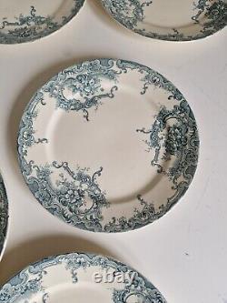 Set of 8 Art Nouveau Louis XV Style Plates in Blue Dauphin Model BFK Vintage