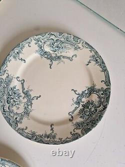 Set of 8 Art Nouveau Louis XV Style Plates in Blue Dauphin Model BFK Vintage