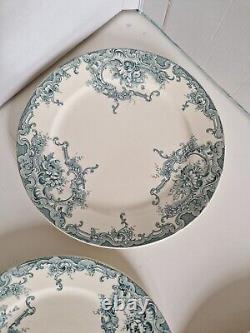 Set of 8 Art Nouveau Louis XV Style Plates in Blue Dauphin Model BFK Vintage