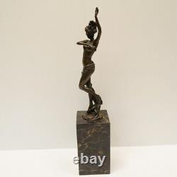 Sexy Nude Dancer Statue Sculpture Pin-up Style Art Deco Art Nouveau Bronze