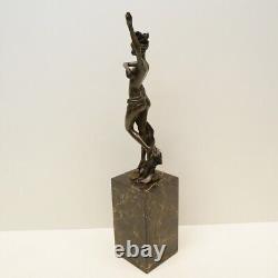 Sexy Nude Dancer Statue Sculpture Pin-up Style Art Deco Art Nouveau Bronze